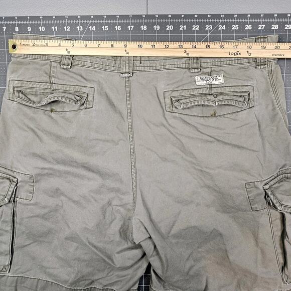 Polo Ralph Lauren Cargo Shorts 40x9 Beige Relaxed Loose Fit Y2K Preppy Utility - Picture 12 of 16
